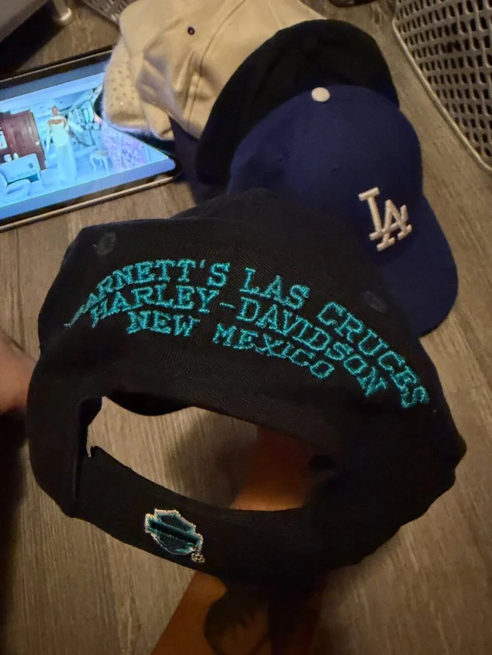 Blue and Black Shiny Harley Davidson Hat Barely Worn